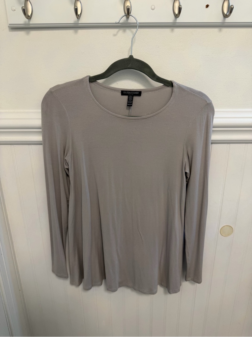 Eileen Fisher Long Sleeve Scoop Neck Top in Gray